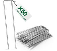 KALANKA-Lot de 50 piquets de Fixation en Acier galvanisé pour bâche Anti-Mauvaises Herbes - 150x25mm - Ø2,7mm