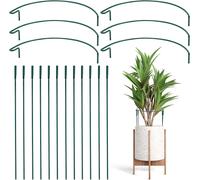 KALANKA-Lot de 6 piquets de support demi-ronds pour plantes de jardin, 35,6 x 20,3 cm, anneaux de support en métal solide pour fleurs, pivoines, hortensias, roses, tomates