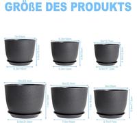 KALANKA-Lot de 6 pots de fleurs avec soucoupe - 25/23/20/18/16/13 cm - Avec trous de drainage et plateaux - Idéal pour l'intérieur et les jardins de balcon - Blanc