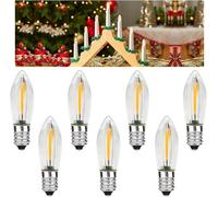 KALANKA-Lot de 7 E10 Ampoules LED,AC 14V-55V E10 Bougies LED pour arc lumineux,2100K Blanc Chaud, 0,2W, 3LM