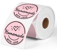 KALANKA-Lot de 750 étiquettes rondes roses - Compatible avec MUNBYN, , Polono, Imprimante d'étiquettes sans BPA - Étiquettes thermiques autocollantes pour logo, code - 50 x 50 mm