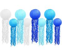 Kalanka-Lot De 8 Lanternes En Papier Méduses Décoratives Pour Anniversaire, Fête, Sirène, Décoration D'anniversaire, Thème Océan, Fête