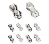 Kalanka-® M4 Double Serre-Câbles, Duplex Clips En Acier Inoxydable Pour 3mm - 4mm Câble Métalliques Cordes À Linge Voiles De Soleil Suspendues Patio Fixe, 10 Pièces