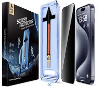 KALANKA-Magic John Verre Trempé Anti-Espion pour iPhone 15 Pro, 2 Pièces, Protection d'écran Anti-Espion, Dépoussiérage Automatique, Installation Rapide, Dureté 9H Résistant aux Rayures, Sans Bulles