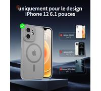 Kalanka-Magn¿¿Tique Coque Pour Iphone 12 Avec 2 Verre Tremp¿¿, Compatible Avec Magsafe, Protection D'objectif Tout Compris, Etui Mat Arri¿¿Re Housse Fine Antichoc Case Iphone 12 6.1"", Gris