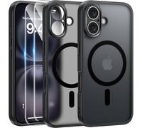 Kalanka-Magn¿¿Tique Coque Pour Iphone 16 Avec 2 Verre Tremp¿¿, Compatible Avec Magsafe, Protection D'objectif Tout Compris, Etui Translucide Mat Arri¿¿Re Housse Fine Antichoc Case Iphone 16 6.1"", Noi