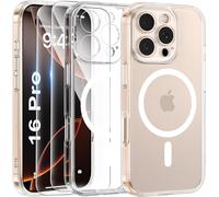 Kalanka-Magn¿¿Tique Coque Pour Iphone 16 Pro Avec 2 Verre Tremp¿¿, Compatible Avec Magsafe, Protection D'objectif Tout Compris, Etui Mat Arri¿¿Re Housse Fine Antichoc Case 16 Pro 6.3"", Transparent