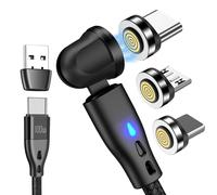KALANKA-Magnetic Charger Type C, 100W Fast Charge 3A, 360¿¿ and 180¿¿ Rotation, 3 in 1 Data Transfer Magnetic Cable for Micro USB/Type C/iProducts [2M]