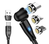 KALANKA-Magnetic Charger Type C, 60W Fast Charge 3A, 360¿¿ and 180¿¿ Rotation, 3 in 1 Data Transfer Magnetic Cable for Micro USB/Type C/iProducts [2M]