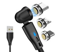 KALANKA-Magnetic Charger USB C, 18W Magnetic Cable Fast Charge 2A, 360¿¿ Rotation and 180¿¿, 3 in 1 Data Transfer Magnetic Cable for Micro USB/Type C/iProducts [2M]