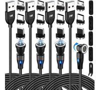 KALANKA-Magnetic Charger USB C, 18W Magnetic Cable Fast Charge 2A, 360¿¿ Rotation and 180¿¿, 3 in 1 Data Transfer Magnetic Cable for Micro USB/Type C/iProducts [1M+1M+2M+2M]