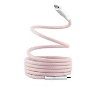 KALANKA-- Magnetic USB C to USB C Cable, 60W Fast Charging, Nylon Magnetic Sheath and Anti Tangle, Length 1.5M, Compatible with Apple iPhone 15/15 Pro / 15 Pro Max / 16/16 Pro / 16 Pro Max - Pink