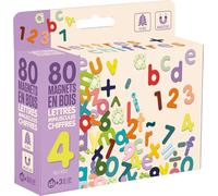KALANKA-- Magnets Bois 80 Lettes Minuscules, Chiffres et Signes - pour accompagner Les Tableaux - Aimantées en Bois - Familiariser avec l'écriture - Coffret 17x15x4cm - A partir de 3 Ans - 8967