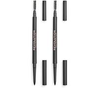 Kalanka-Makeup Revolution, Crayon À Sourcils Précis, Crayon À Sourcils À Double Extrémité Et Brosse À Bobines, Pointe Fine, Brun Moyen, 9g (Lot De 2)