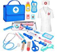 KALANKA-Malette Docteur Enfant, Docteur Maboul avec Véritable Stéthoscope, Thermomètre, Blouse de Médecin et Sac de Médecin Portable pour Malette Docteur Enfant 3 Ans