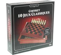 Kalanka-- Mallette Multi Jeux En Bois - 10 Jeux De Société Classiques Famille Pour Enfants Dès 6 Ans - Échecs, Dames, Backgammon, Mikado, Morpion - Plateau Réversible - 2 + Joueurs - En Français