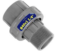 KALANKA-Manchon Détachable PVC U Ø 40 mm x 1 1/4¿ se Compose de 3 Parties - avec un Raccord Collé et un Filetage Mâle - Garantie de 10 Ans -