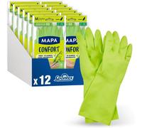 Kalanka-Mapa - Confort - 12 Gants De Ménage Textile Fibres De Bambou - Garde Les Mains Fraiches Et Sèches - 12 Pack De 1 Paire - Taille M