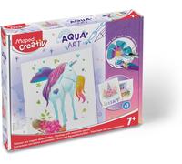 KALANKA-MAPED Creativ - Aqua'Art Licornes - Activité Aquarelle pour Enfants - Coloriage aux Crayons Aquarellables + Pinceau à Eau sur Supports Métallisés - 3 Affiches à Colorier et Personnaliser - Dè