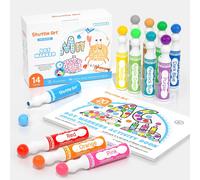 KALANKA-Marqueur à Point Lavable, 14 Couleurs Dot Marker(40ml chacun) avec 1 Livre de Coloriage, Feutres Coloriage Enfants Non Toxique, Bingo Dabber pour Activité Créative pour Education Précoce