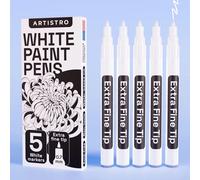 Kalanka-Marqueurs Blancs Pour La Peinture Sur Roche, Pierre, Céramique, Verre, Bois, Pneu, Tissu, Métal, Toile. Set De 5 Feutres Blancs Pour Peinture Acrylique À Base D'eau À Pointe Extra-Fine