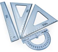 Kalanka-Mars 569 - Set De Géométrie Plastique Bleu Transparent (Règle 30 Cm, Rapporteur, Équerres 567 26-60 & 567 26-45)