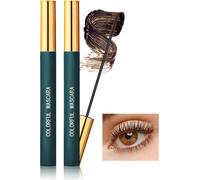 Kalanka-Mascara Waterproof Avec Brosse Ultra-Fine Pour Les Cils Courts, 2pcs Mascara Marron Allongeant Et Volume, Effet Faux Cils, Imperméable Durable, Séchage Rapide Smudge-Proof, Cadeau Maquillage