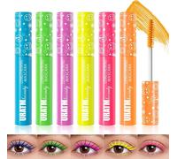 Kalanka-Matte Liquid Mascara Set 6 Colors Uv Neon Mascara Pencil Waterproof Long Lasting Thick Volume Eye Lash Make Up Christmas Festival Makeup Gift Kit For Women