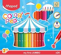 KALANKA-- Maxi Crayons de Couleur Color'Peps - Premiers Crayons de Coloriage pour Bébé +2 ans - Boîte de 24 Crayons de Couleurs Jumbo en Bois Certifié FSC