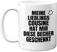 KALANKA-Meine Lieblings Cousine Tasse Cousin Geschenk ¿ Lustige Geburtstagsgeschenke für Cousin, Geschenkidee ¿ 11oz Kaffeetasse Keramik, Spülmaschinenfest, Geschenk von Cousine