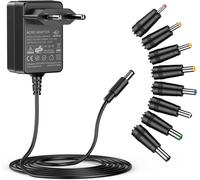 KALANKA-melasta Adaptateur Secteur 12V 1A, Alimentation Universelle Ransformateur d'alimentation, Connecteur DC 5.5 x 2.1mm, Adaptateur Portable Universel avec 8 Prises DC pour Bandes LED, Routeur