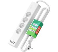 KALANKA-Meross Multiprise Connectée (FR), 16A Prise WiFi Compatible avec Alexa et Google Home, Multiprise Programmable (4 Prises AC et 4 Ports USB) avec Fonction du Temps et Contrôle à Distance