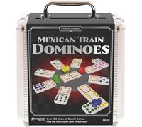 Kalanka-- Mexican Train Dominoes Boîte Métal - Jeu De Dominos Pour Enfants Dès 6 Ans - Jeu De Société Stratégie Train Mexicain - 91 Double Dominos De Couleurs À 12 Points - 9 Trains - 1 À 8 Joueurs