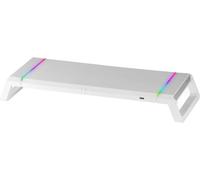 KALANKA-MGS-ONE Blanc, Support Moniteur Chroma RGB, Taille Ajustable, Support Smartphone et Tablette, USB 2.0 en Façade