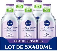 Kalanka-Micellair Skin Breathe Eau Micellaire Peaux Sensibles (Lot De 5 X 400 Ml), Démaquillant 3 En 1 Sans Parfum Ni Colorant, Nettoyant Visage, Yeux & Lèvres