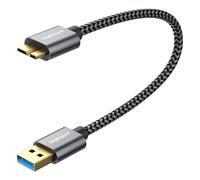 KALANKA-Micro B Cable, USB 3.0 Cable 5Gbps Male A to Micro B Cable for Toshiba Western Digital My Passport Elements Canvio External Hard Drive WD Samsung Galaxy S5 (0.3m) for Smartphone