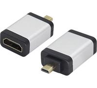 KALANKA-Micro HDMI Aluminium Boîtier Coupleur,HDMI Femelle à Micro HDMI Mâle Adaptateur pour 3D Micro HDMI Port Extension Périphérique Compatible avec Gopro Hero, Caméra de Sport (2-Pack/Argent)