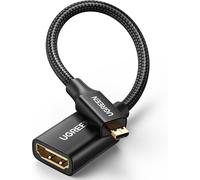 KALANKA-Micro HDMI vers HDMI 4K 60Hz Adaptateur Mâle vers Femelle Nylon Tressé Supporte 3D Ethernet Arc Compatible avec Raspberry Pi 4 Hero 7 ASUS Zenbook Yoga TV Laptop Caméra Projecteur 25CM