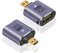 KALANKA-Micro HDMI vers HDMI 8K(2-Pack),Adaptateur d'extension micro HDMI mâle vers HDMI femelle,Prend en charge 8K@60Hz pour appareil photo,ordinateur portable,UltraHD,3D