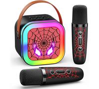 KALANKA-Micro Karaoke Enfant avec 2 Micro sans Fil Bluetooth, Cadeau Fille 3 4 5 6-12 Ans Microphone Karaoké Mini Micro Spider Jouet Garcon 3-12 Ans Microphone Enfant pour Chanter