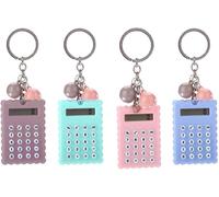KALANKA-Mignon Mini Calculatrice Portable, Mini Calculatrice de Poche 8 Chiffres avec Porte-clés-Bleu Bouton en Silicone Couleur (Bleu)