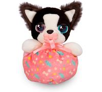 KALANKA-Mini Border Collie, Peluche Chiot avec Sons, Transportable Partout Grâce a Son Sac, Jouet Cadeau pour Filles et Garçons de + 3 Ans