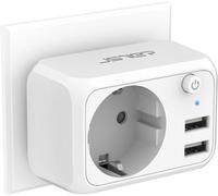 KALANKA-Mini Chargeur USB Multiprise 3 en 1 Prise USB avec 2 Ports USB 2,4A Multiprise Murale avec Interrupteur pour la Maison Le Bureau Les Voyages Compatible avec Phone Pad-Blanc