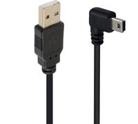 KALANKA-Mini USB Cable Angle 90 Degree Mini 5 Pin USB B Male to USB 2.0 Male Data Sync Extension Wire for GPS Dash Cam Black Right Angle 4.9ft