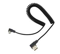 KALANKA-Mini USB Coiled Cable, Right Angle Mini USB Male to Left Angle USB A Male and Coiled Spring Charging Cord for Mini USB Devices (1.54ft to 3.94ft)