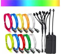 KALANKA-Mioke El Fil 10x 1m Néon Lumière Strobing Flexible électroluminescence Câble Guirlande - batterie portable - avec 3 modes pour Party Décoration DIY