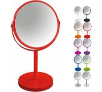 Kalanka-, Miroir De Maquillage À Poser Double Face Pivotant, Miroir De Courtoisie Avec Grossissement X2, Idéal Pour Les Soins De Beauté Et Le Maquillage, Rouge, 20 Cm
