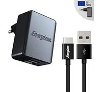 KALANKA-MOBILES AND ACCESSORIES ACA2CEUUC23 - Chargeur Secteur pour Smartphone - 3.4 A - 2 USB - Prise EU - Câble USB-C inclus - Noir