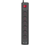 KALANKA-MONSTER - Power Parafoudre Parasurtenseur 6 AC + 2 USB-A FR - 840 Joules de Protection - Elimine Les interférences du Secteur - Améliore l'image et Le Son - 1,80 m