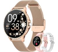KALANKA-Montre Connectée Femme avec Appel, 1.27'' HD Smartwatch avec Fonction Féminine, 24H Fréquence Cardiaque/SpO2/Sommeil, 120+ Modes Sportifs, IP68 Fitness Podomètre pour Android iOS, Or Rose